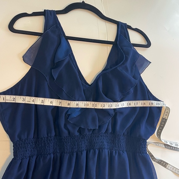 Old Navy Maxi Dress: Fully Lined Ruffled V Neck with Multi Colored Floral Print - Picture 12 of 16